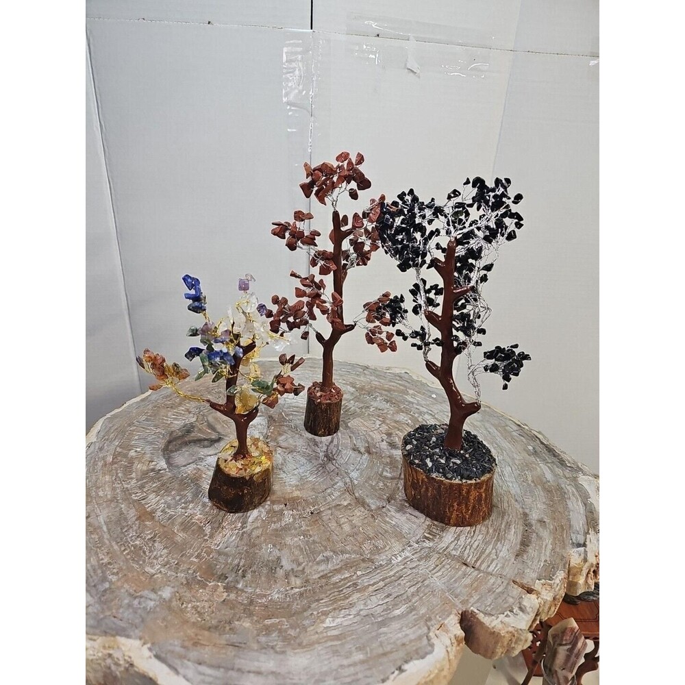 Carnelian Amethyst Crystal Gemstones Golden Branches Bonsai Tree
